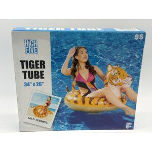 High Five Tiger Tube Inflatable Pool Float 34" X 26" Ages 6+ Durable Vinyl Summe